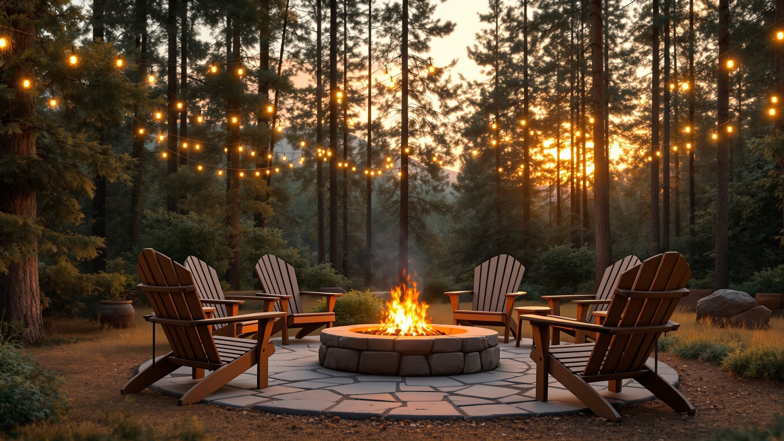 Rustic Cabin-Inspired Backyard Setups With Adirondack Chairs