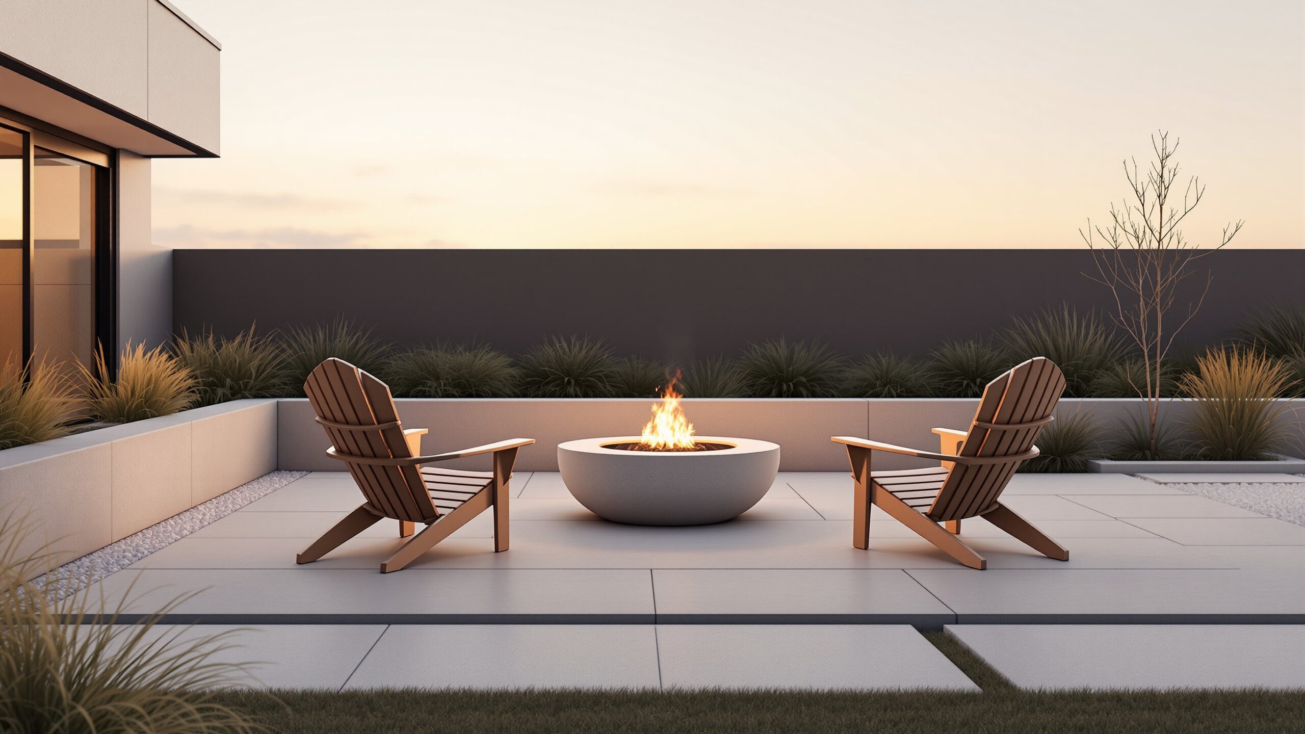 Minimalist Backyard Designs With Adirondack Chairs