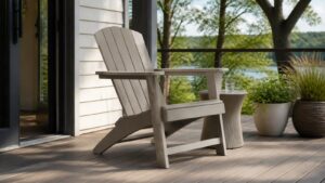 Taller profile classic Adirondack chair on an open deck
