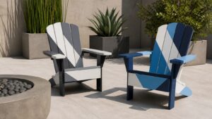 Customized modern Adirondack chairs with sleek geometric patterns