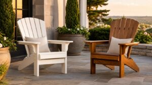 Premium painted and stained Adirondack chairs on an elegant terrace